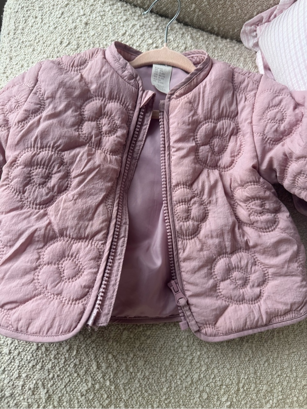 H&M Pink Quilted Floral Puffer Jacket for Kids